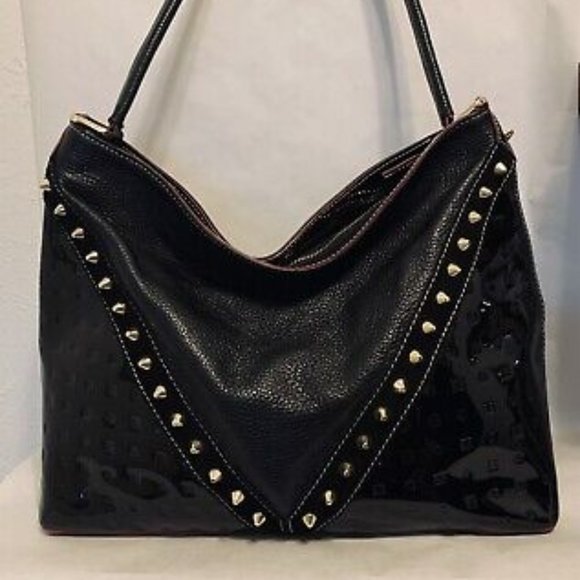Arcadia Italian patent leather studded purse handbag - Picture 1 of 5